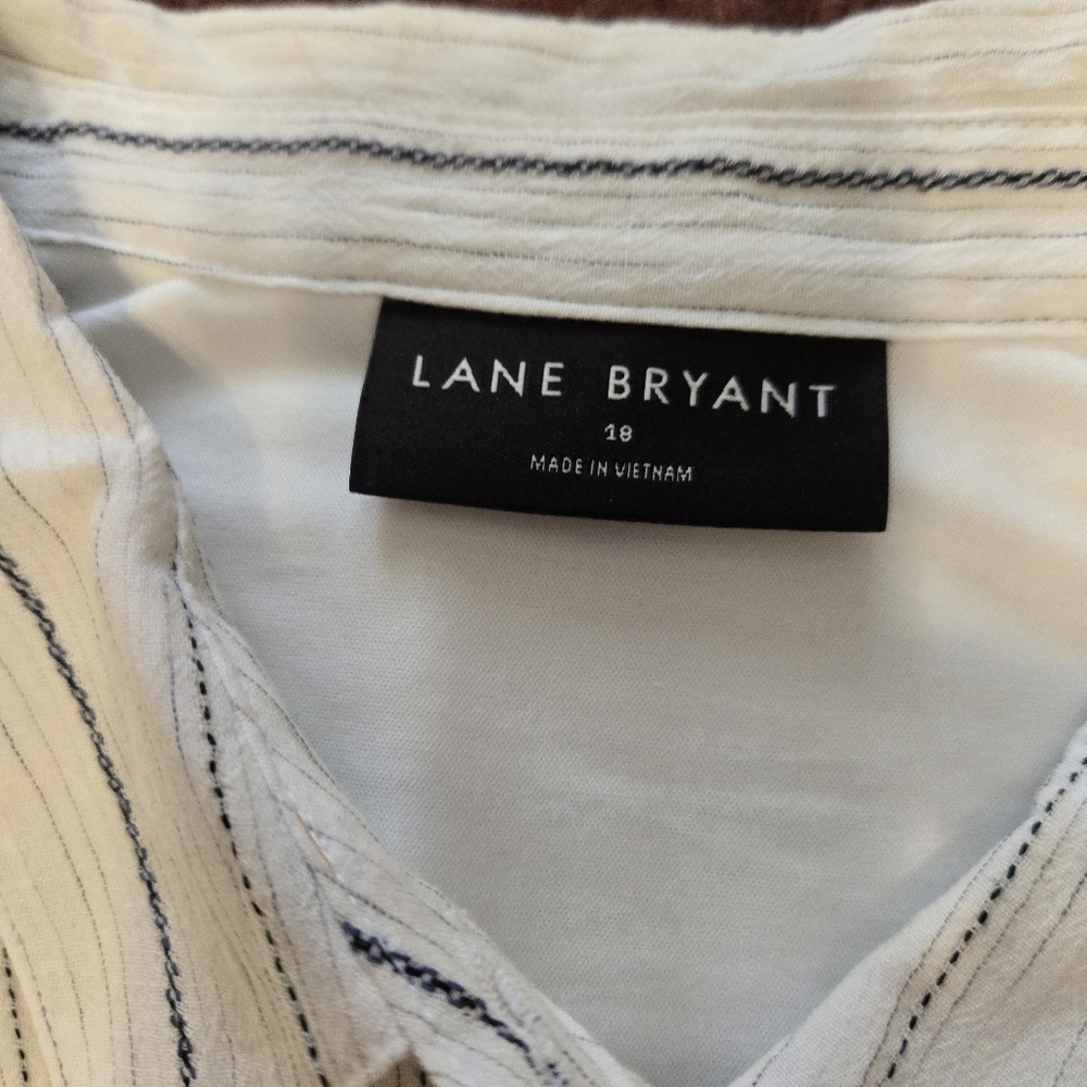 Lane Bryant Blouson Sleeved Striped Midi Shirt Dress In Size 18 - Picture 3 of 9